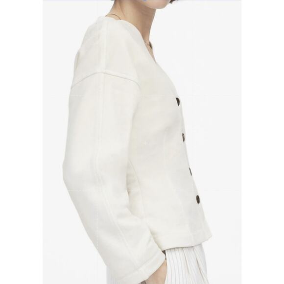 Madewell Waisted Cardigan Sweatshirt WMNS XS Off White Button Up V-neck NU853 LS - Picture 5 of 13